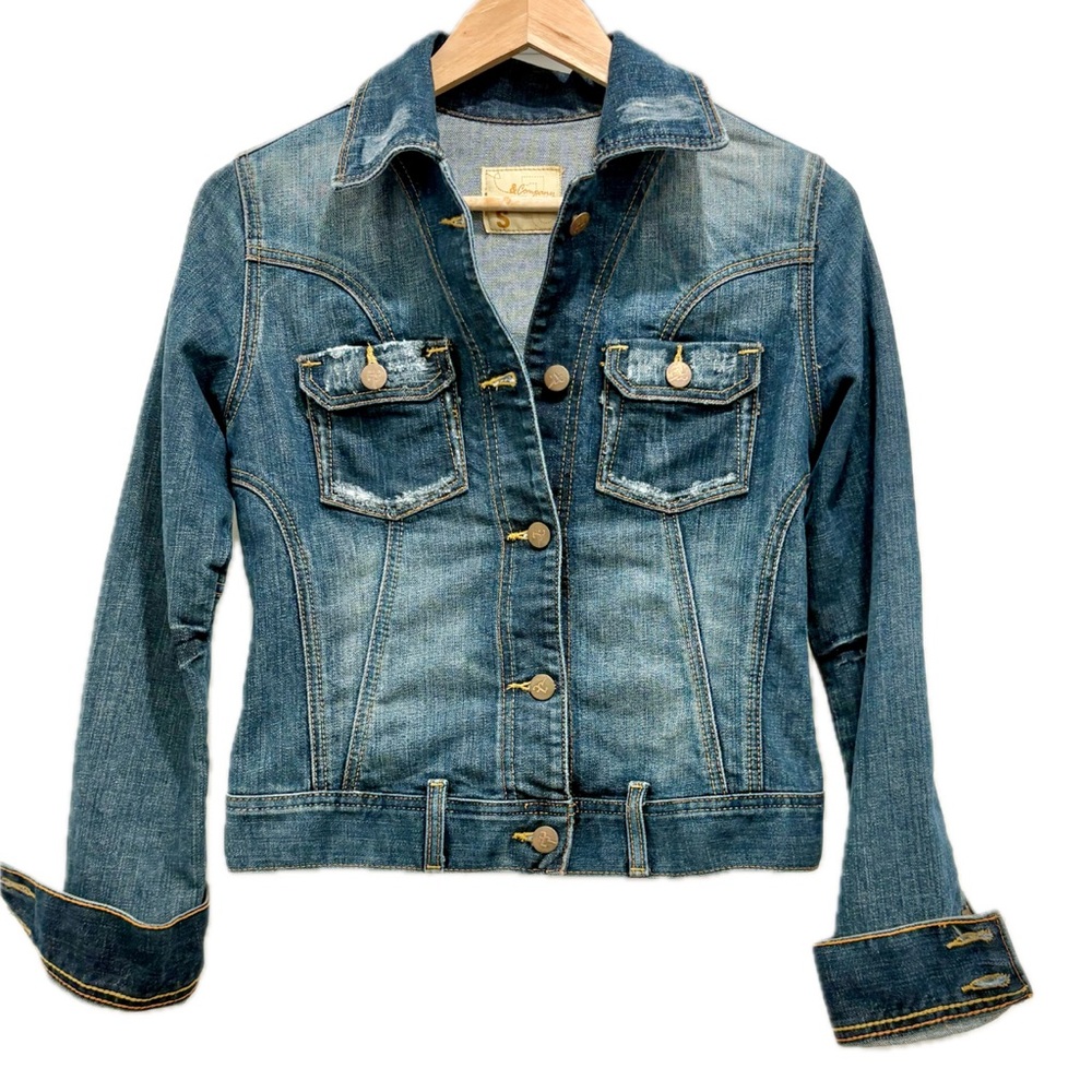 Vintage 1990’s Designer J&Company Distressed Denim Jean Jacket